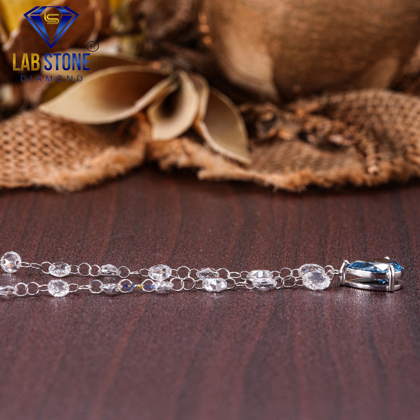 4.90 TDW Fancy Blue Pear & Rose Cut Daimond Women’s Custom Pendant