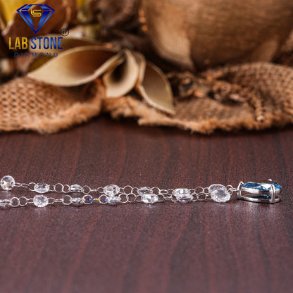 4.90 TDW Fancy Blue Pear & Rose Cut Daimond Women’s Custom Pendant