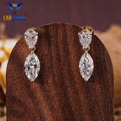 6.24 TDW Marquise & Pear Cut Diamond Drop & Dangle Earring