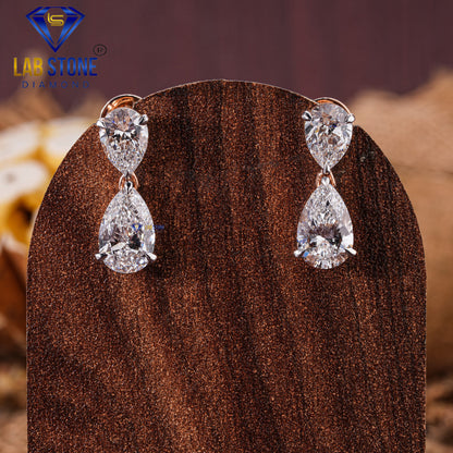 7.67 TDW Pear Cut Diamond Drop & Dangle Earring