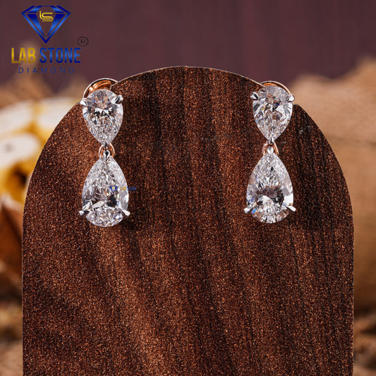 7.67 TDW Pear Cut Diamond Drop & Dangle Earring