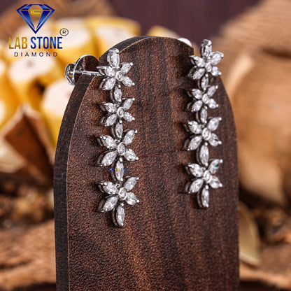 1.63 TDW Marquise & Round Cut Diamond Drop & Dangle Earring