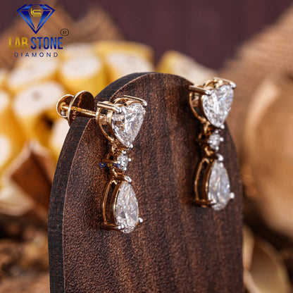 5.23 TDW Heart, Pear & Round Cut Diamond Drop & Dangle Earring