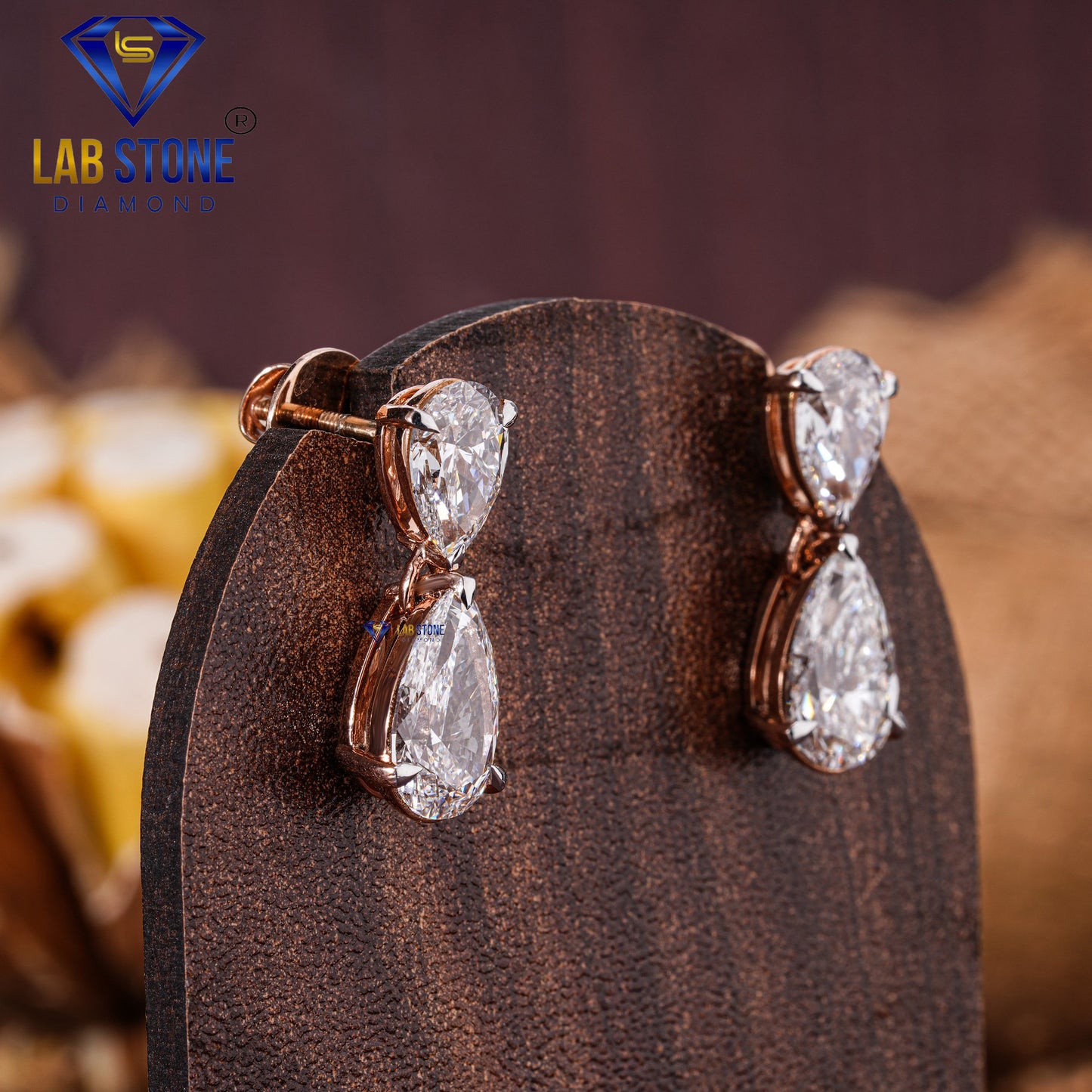 7.67 TDW Pear Cut Diamond Drop & Dangle Earring