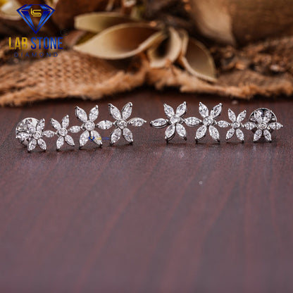 1.63 TDW Marquise & Round Cut Diamond Drop & Dangle Earring