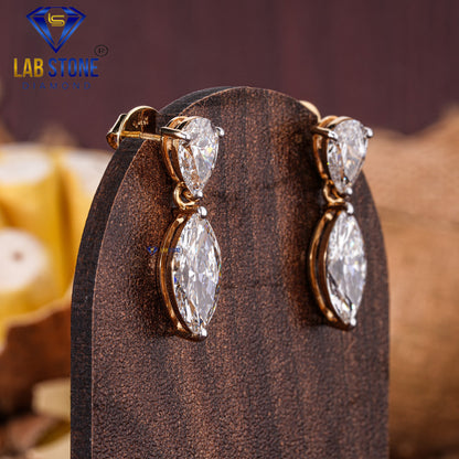 6.24 TDW Marquise & Pear Cut Diamond Drop & Dangle Earring