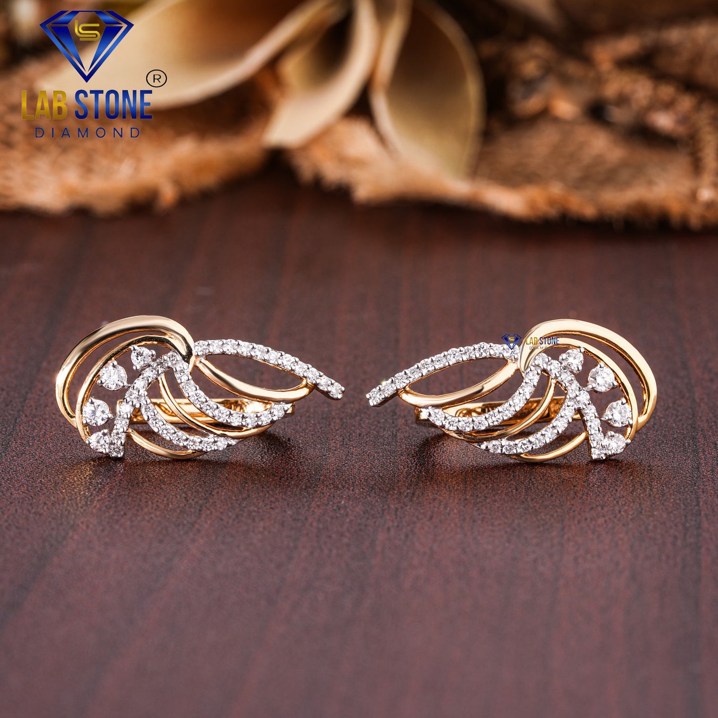 0.55 TDW Round Cut Diamond Hoop Earring