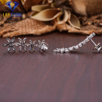 1.63 TDW Marquise & Round Cut Diamond Drop & Dangle Earring