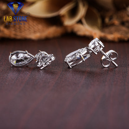 4.22 TDW Pear & Round Cut Diamond Drop & Dangle Earring