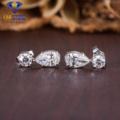 4.22 TDW Pear & Round Cut Diamond Drop & Dangle Earring