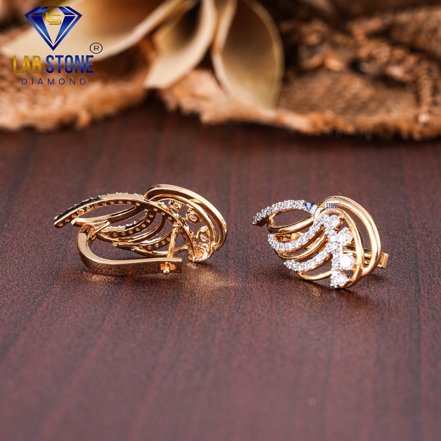 0.55 TDW Round Cut Diamond Hoop Earring