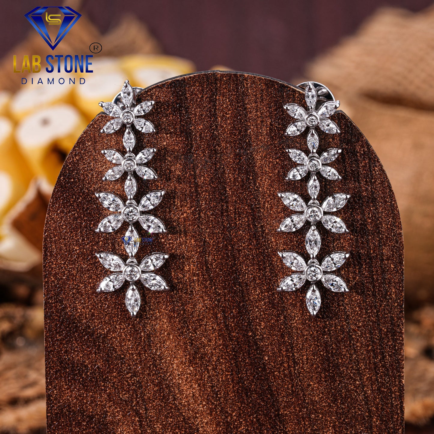 1.63 TDW Marquise & Round Cut Diamond Drop & Dangle Earring