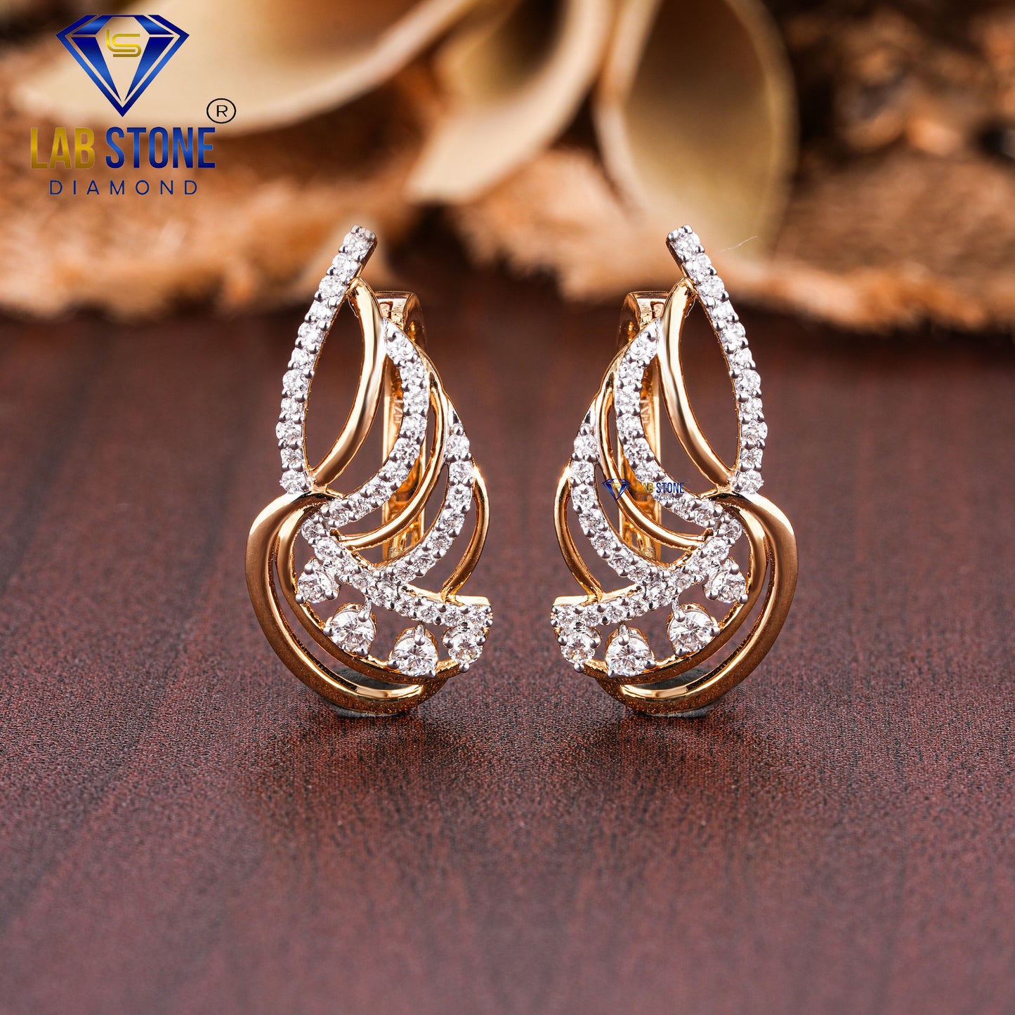 0.55 TDW Round Cut Diamond Hoop Earring