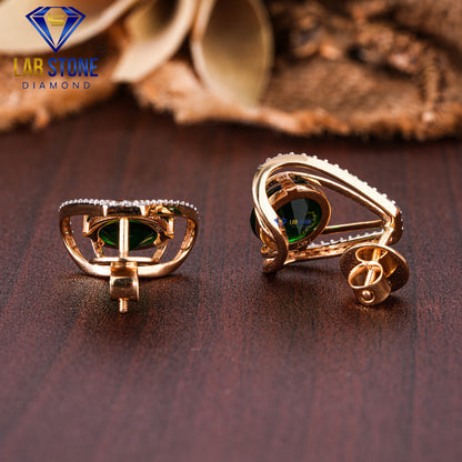 5.36 TDW Emerald & Round Cut Diamond Drop & Dangle Earring