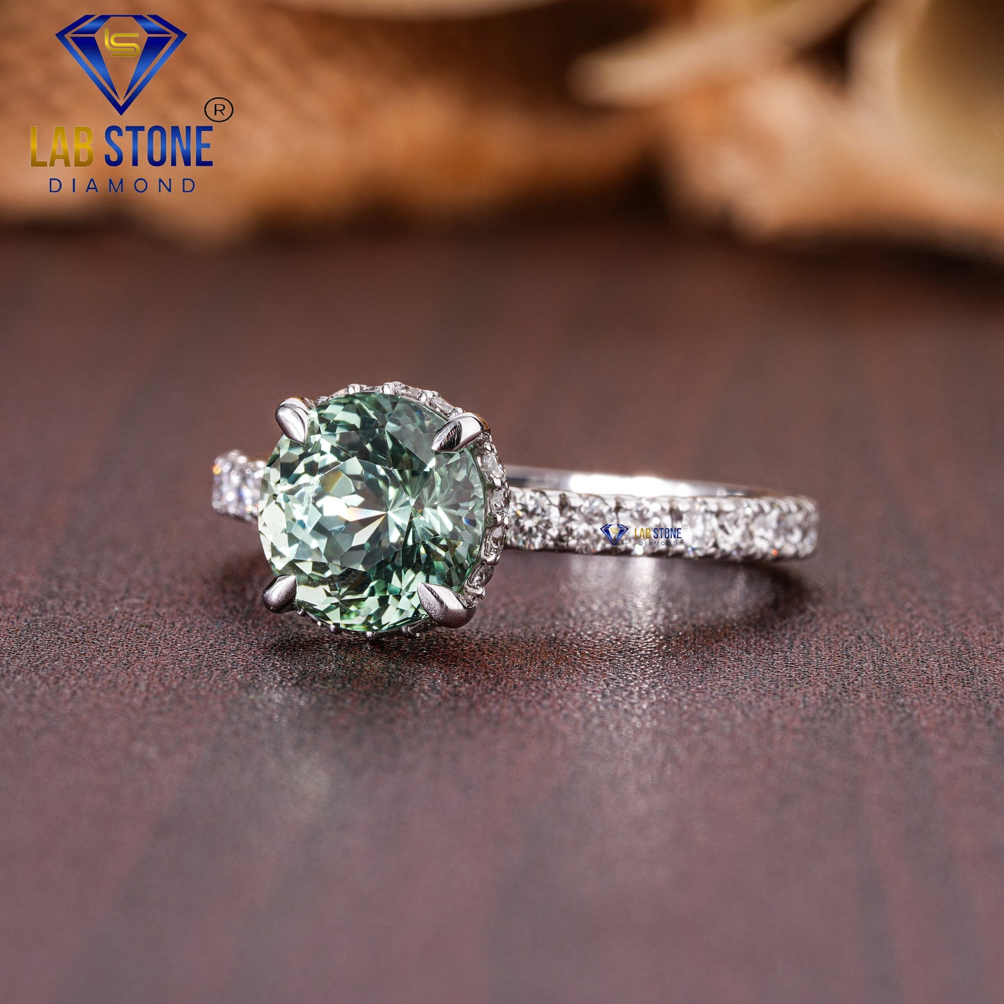Green Round & Round Cut Diamond Engagement Ring 2.91 TDW