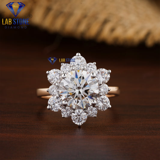 4.19 TDW Round Diamond Halo Ring for Women