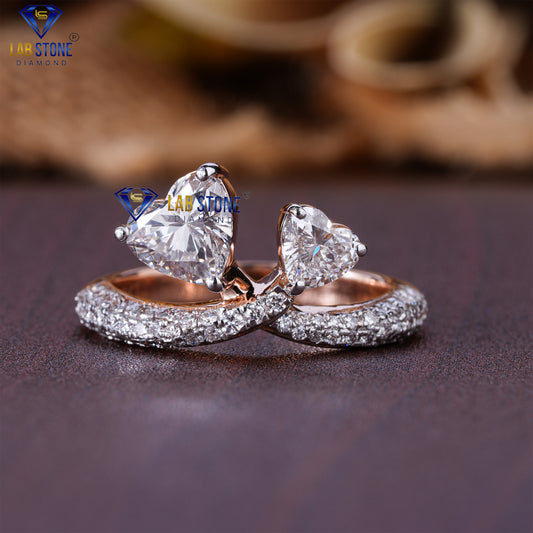 1.81 TDW Heart & Round Cut Diamond Women’s Engagement Ring