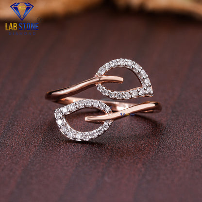 0.24 TDW Round Cut Diamond Women’s Leaf Shaped Engagement Diamond Ring