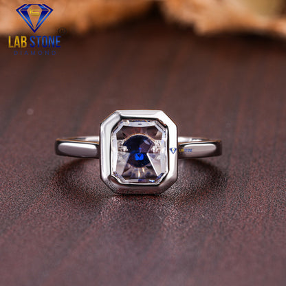 0.60 TDW Emerald Rose Cut & Blue Round Cut Gemstone Women’s Engagement Ring