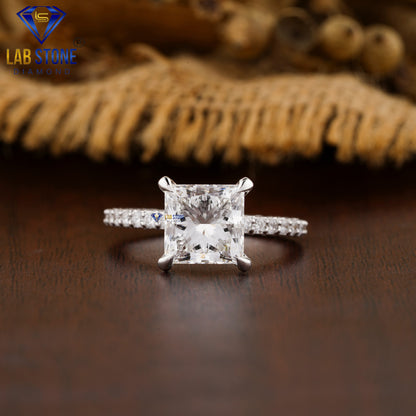 4.54 TDW Princess & Round Cut Women’s Engagement Diamond Ring
