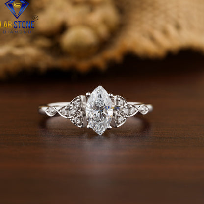 0.77 TDW Marquise & Round Cut Diamond Women's Ring