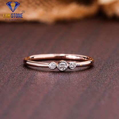 0.06 TDW Round Cut Women’s Diamond Minimalist Three Stone Ring