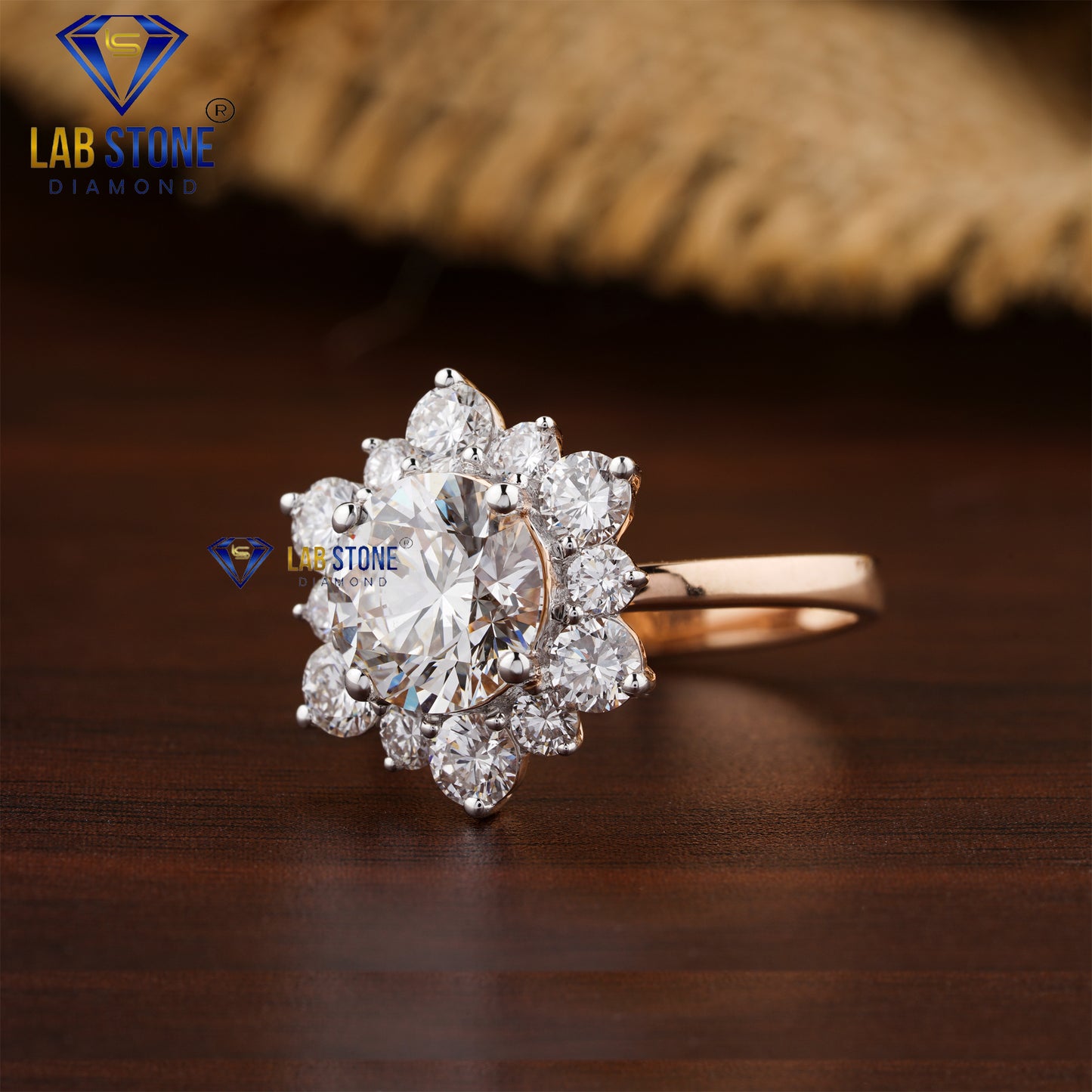 4.19 TDW Round Diamond Halo Ring for Women