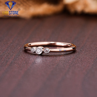 0.06 TDW Round Cut Women’s Diamond Minimalist Three Stone Ring