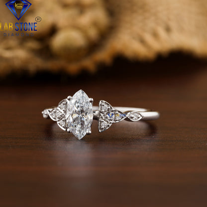 0.77 TDW Marquise & Round Cut Diamond Women's Ring