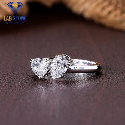 1.25 TDW Pear & Heart Cut Women’s Engagement Diamond Ring