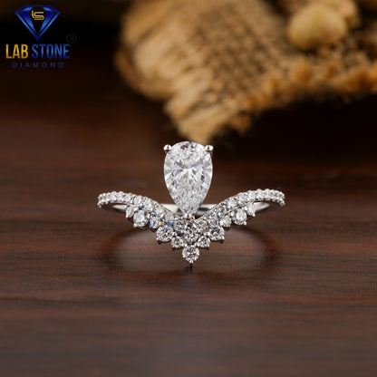 1.183 TDW Pear & Round Cut Women’s Engagement Diamond Ring