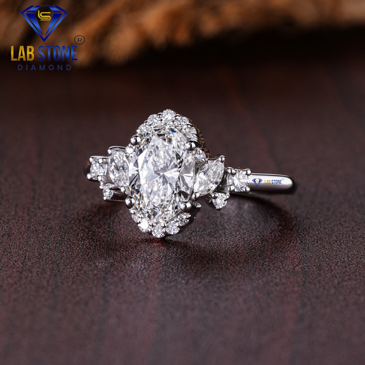 1.44 TDW Oval & Round Cut Women’s Engagement Diamond Ring