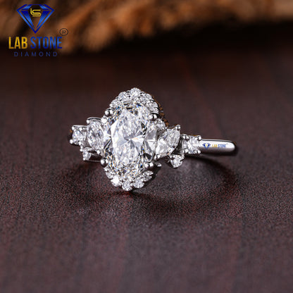 1.44 TDW Oval & Round Cut Women’s Engagement Diamond Ring