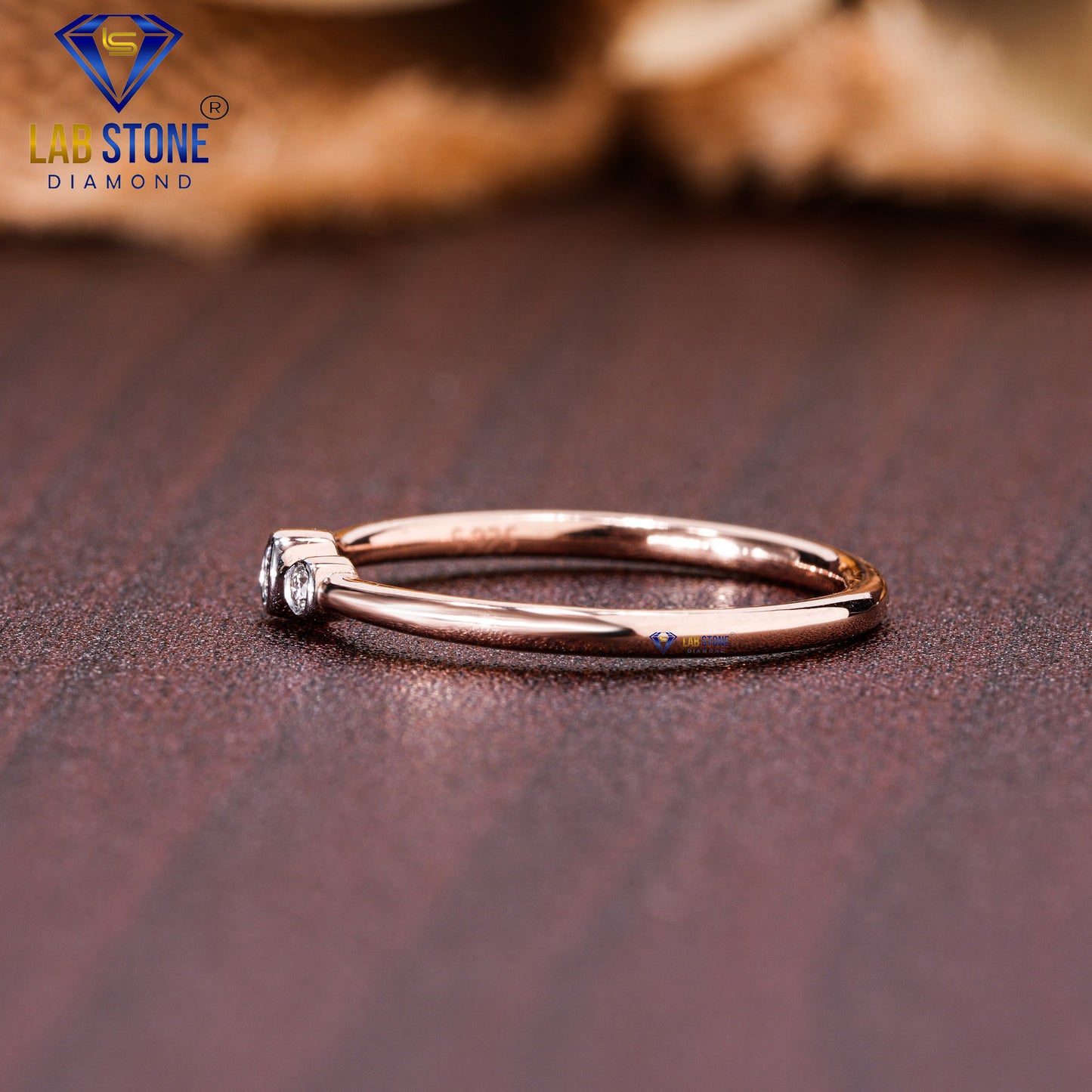 0.06 TDW Round Cut Women’s Diamond Minimalist Three Stone Ring