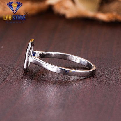 0.60 TDW Emerald Rose Cut & Blue Round Cut Gemstone Women’s Engagement Ring