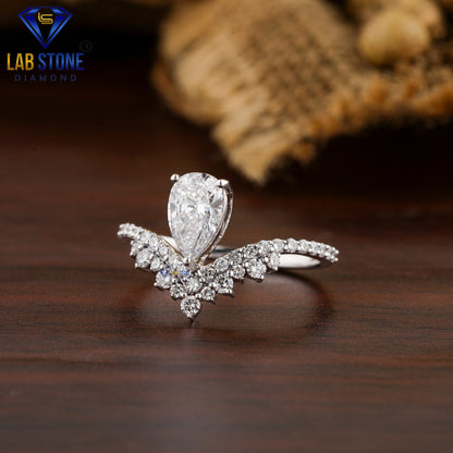 1.183 TDW Pear & Round Cut Women’s Engagement Diamond Ring