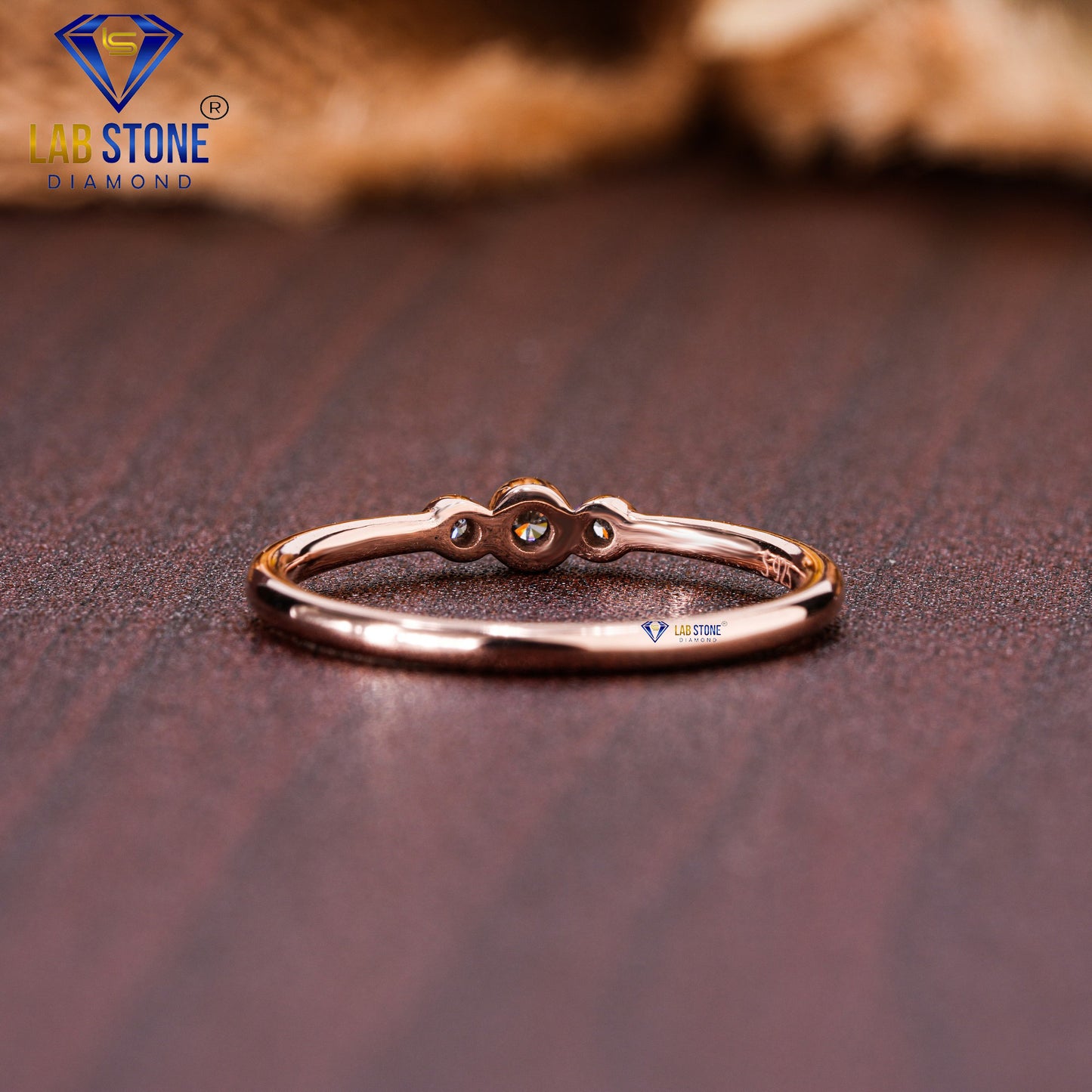 0.06 TDW Round Cut Women’s Diamond Minimalist Three Stone Ring