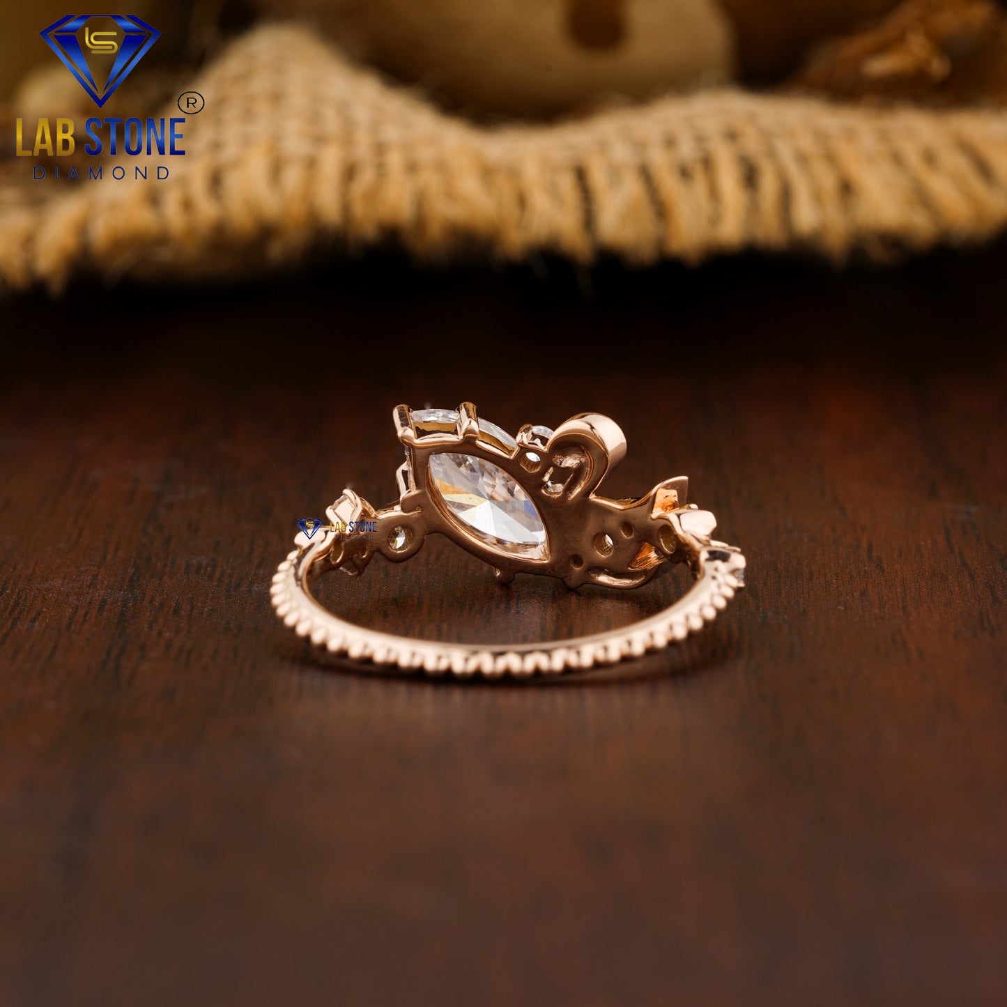 0.996 TDW Marquise & Round Cut Women’s Engagement Diamond Ring