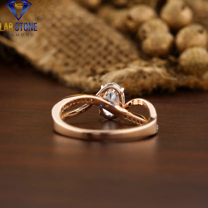 0.85 TDW Oval & Round Cut Women's Diamond Engagement Ring