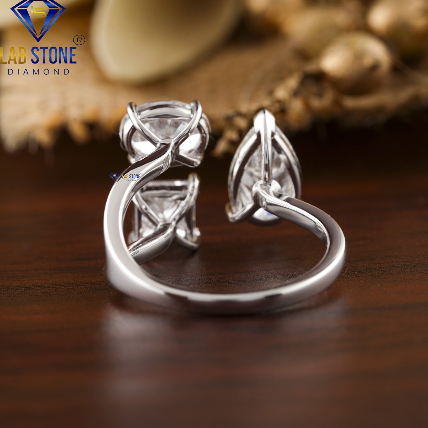 3.50 TDW Pear, Oval & Princess Cut Women’s Three Stone Diamond Ring