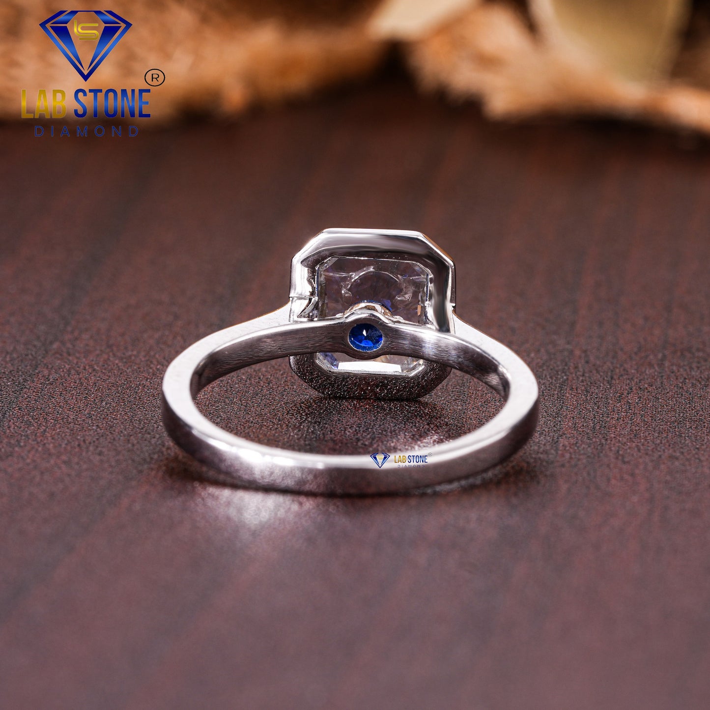 0.60 TDW Emerald Rose Cut & Blue Round Cut Gemstone Women’s Engagement Ring