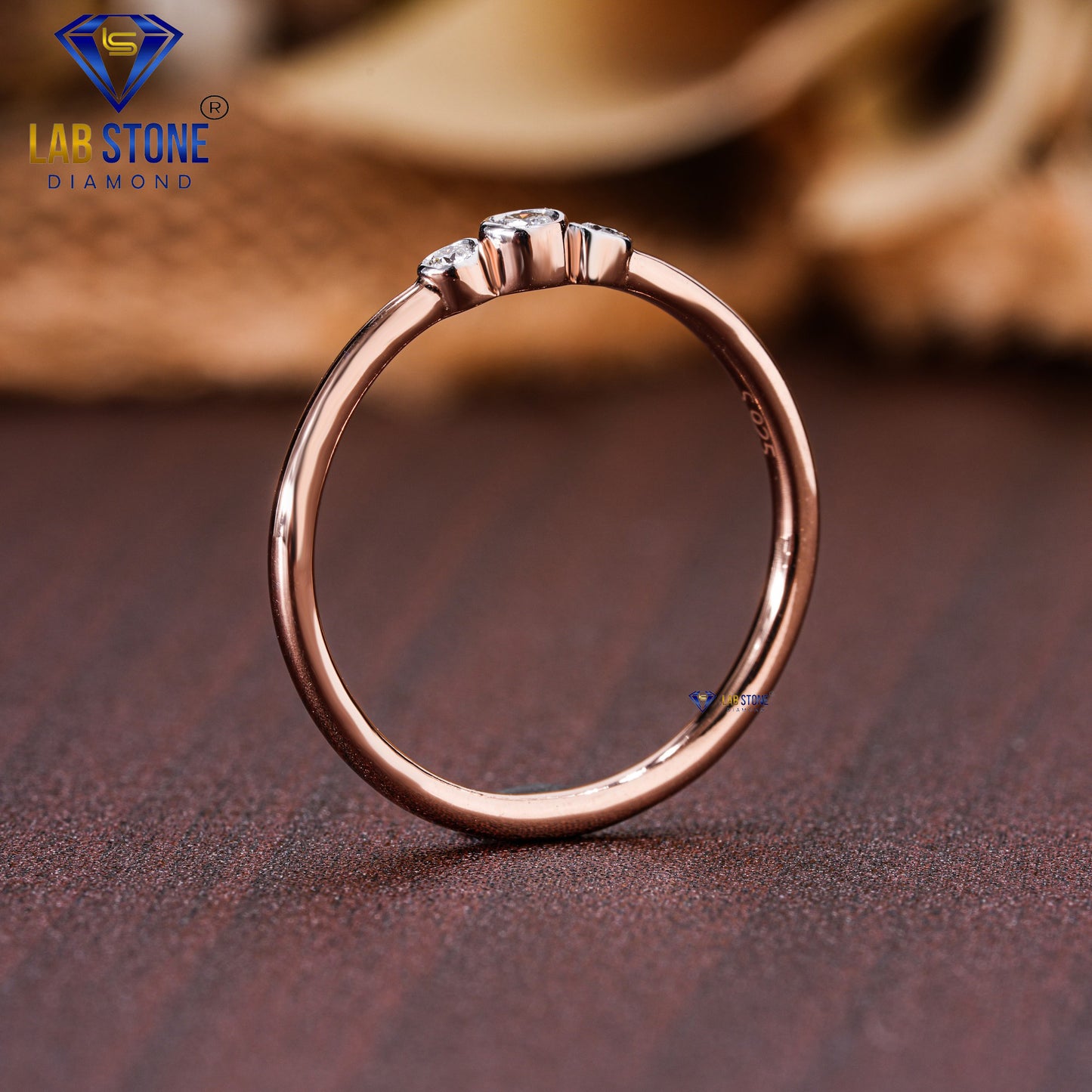 0.06 TDW Round Cut Women’s Diamond Minimalist Three Stone Ring