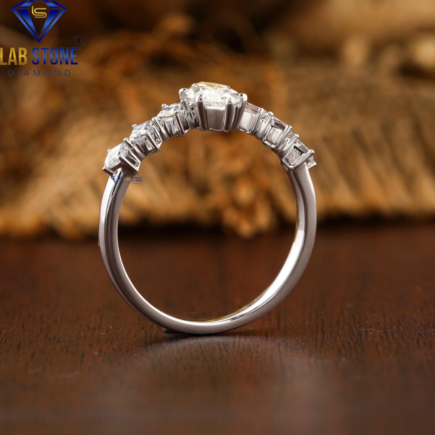 0.77 TDW Marquise & Carré Cut Diamond Women’s Engagement Ring