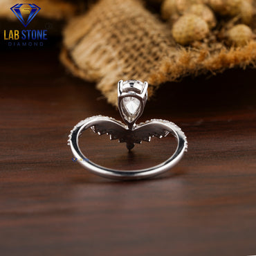 1.183 TDW Pear & Round Cut Women’s Engagement Diamond Ring