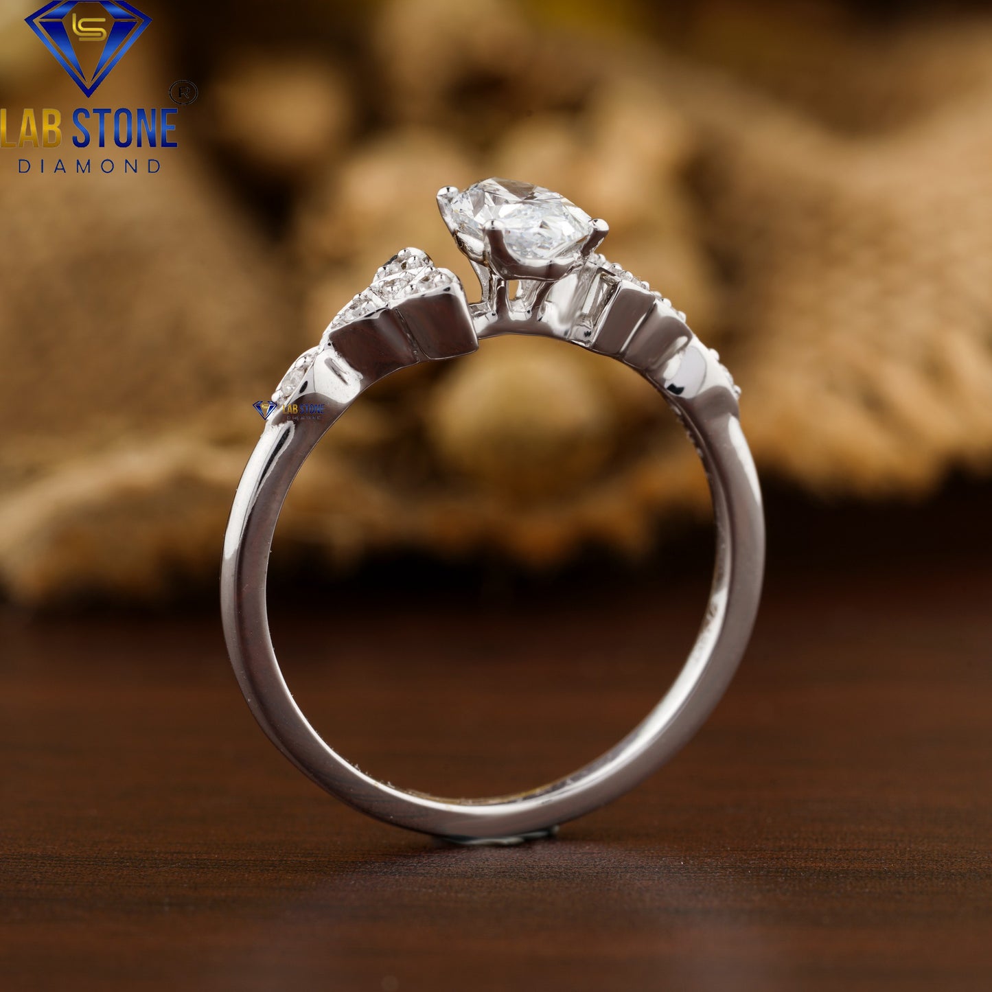 0.77 TDW Marquise & Round Cut Diamond Women's Ring