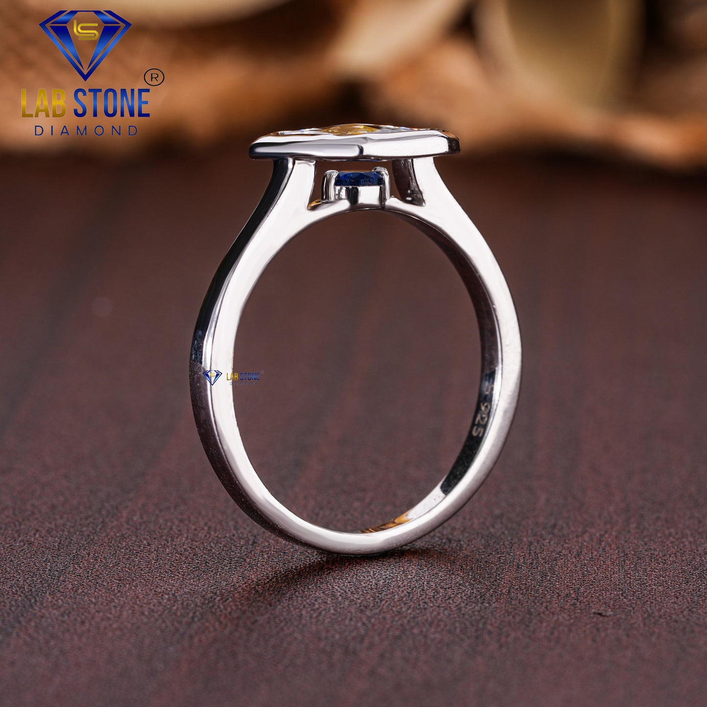 0.60 TDW Emerald Rose Cut & Blue Round Cut Gemstone Women’s Engagement Ring