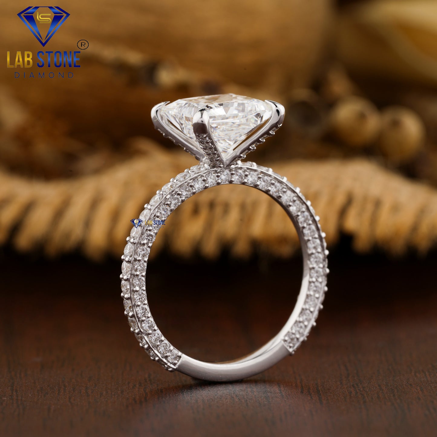 4.54 TDW Princess & Round Cut Women’s Engagement Diamond Ring