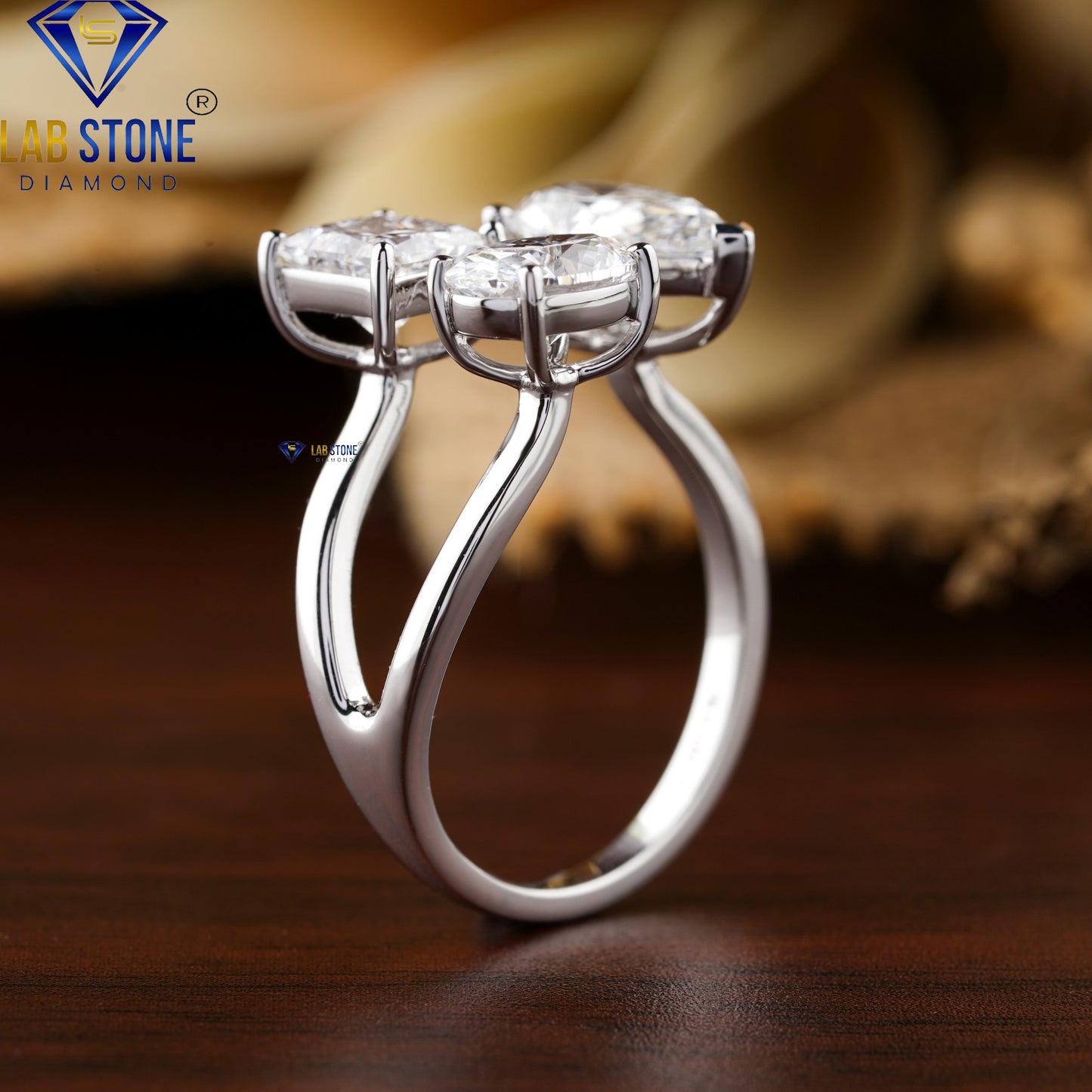 3.50 TDW Pear, Oval & Princess Cut Women’s Three Stone Diamond Ring