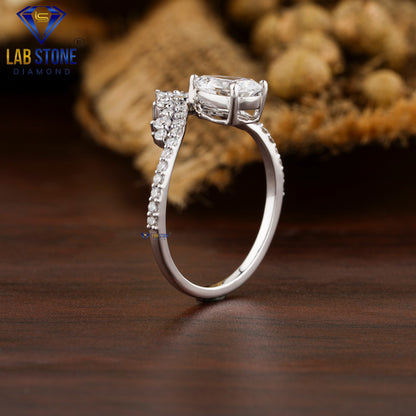 1.183 TDW Pear & Round Cut Women’s Engagement Diamond Ring