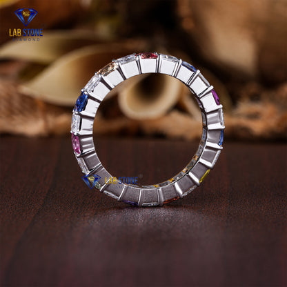 3.96 TDW Princess Cut Diamond & Gemstone Women's Eternity Band